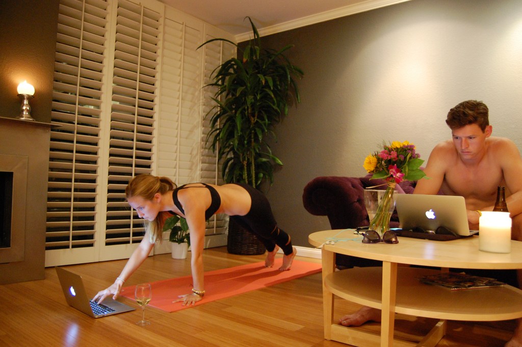 Sometimes, your only chaturanga is to turn up the volume on Netflix. 