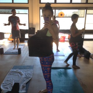 Me, doing pregnancy yoga with my balloon baby. I think I'd make an excellent mother to a helium balloon.