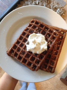 My mom made gingersnap waffles. She is a goddess.