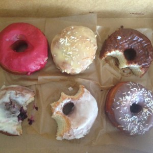 Post-Race donuts, courtesy of Cris and Carol. True friends break into your house to leave you goodie bags.